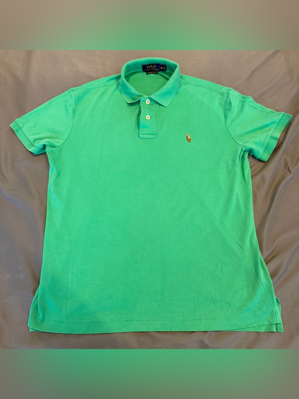 Polo Ralph Lauren Mens Pima Soft Touch Polo Shirt Green Medium M Flesh Pony